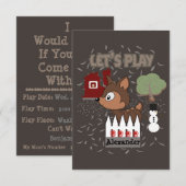 Kute Deer Let's Play-Play Date Invitation (Voorkant / Achterkant)