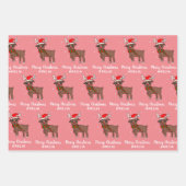 Kute Deer met Kinder roze Santa Hat Inpakpapier Vel (Voorkant 2)