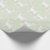 Kute Deer Pattern Sage-kerstpapier Cadeaupapier (Hoek)