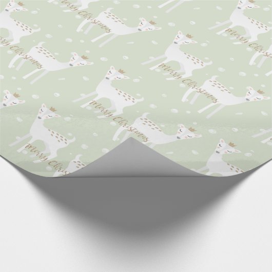 Kute Deer Pattern Sage-kerstpapier Cadeaupapier (Hoek)