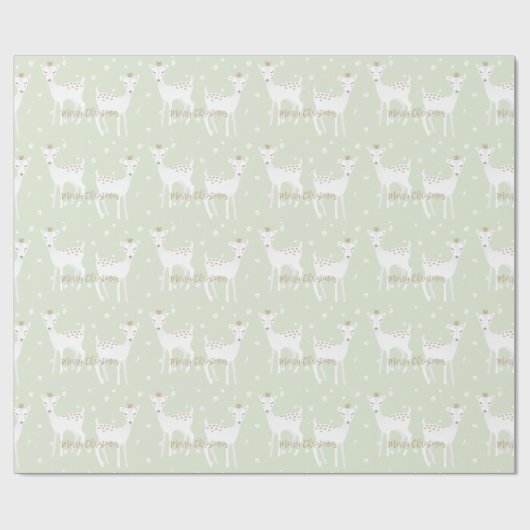 Kute Deer Pattern Sage-kerstpapier Cadeaupapier (Vlak)