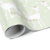 Kute Deer Pattern Sage-kerstpapier Cadeaupapier (Rol Hoek)