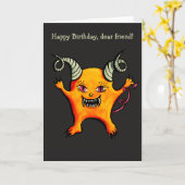 Kute demon Character Birthday Kaart (Gele Bloem)