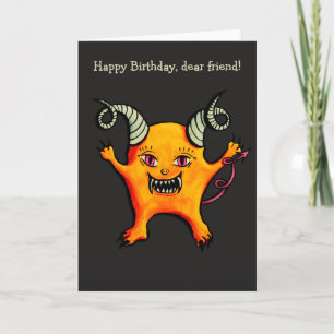 Kute demon Character Birthday Kaart