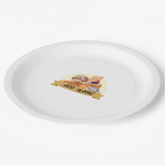 Kute dessert Brood bakkerij, aangepaste naam Papieren Bordje (Gekanteld)