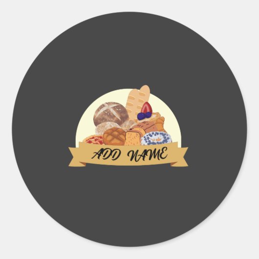 Kute dessert Brood bakkerij, aangepaste naam Ronde Sticker (Voorkant)