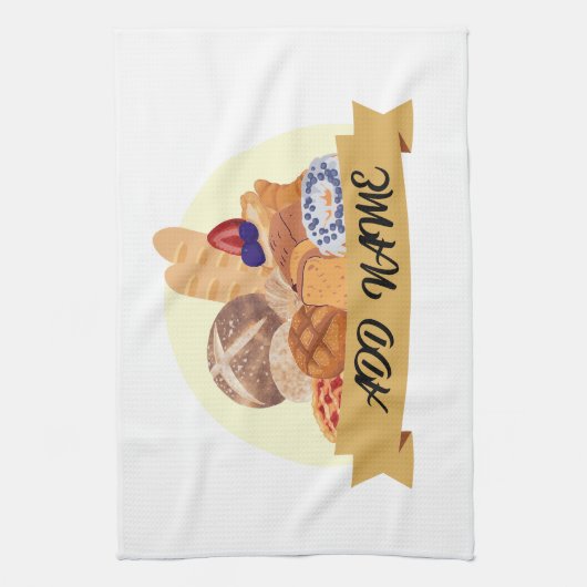 Kute dessert Brood bakkerij, aangepaste naam Theedoek (Verticaal)