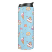 Kute Desserts en Otter Astronaut Doodle Pattern Thermosbeker (Gedraaid links)