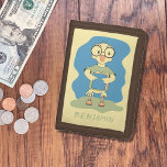 Kute deuken met Book Kind Brown Wallet Drievoud Portemonnee<br><div class="desc">Schattige portemonnee voor kind met een nerdy eendeklaag die een bril draagt en die een boek heeft . Pas het aan met de naam van het kind. © ArianeC Illustraties-Alle rechten voorbehouden</div>