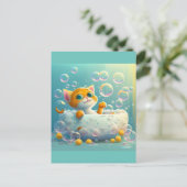 Kute die een bad neemt briefkaart (Staand voorkant)