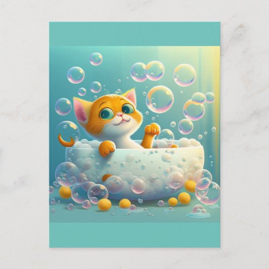 Kute die een bad neemt briefkaart (Voorkant)