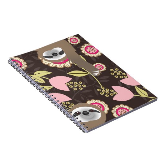 Kute die uit de slokdommen hangt bruin en roze oer notitieboek (Rechterzijde)