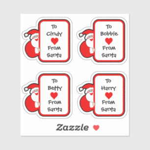 Kute die van Santa Stickers wordt gepersonaliseerd