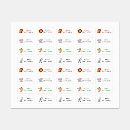 Kute dieren Aangepaste persoonlijke naam Kleding Labels (Vel)