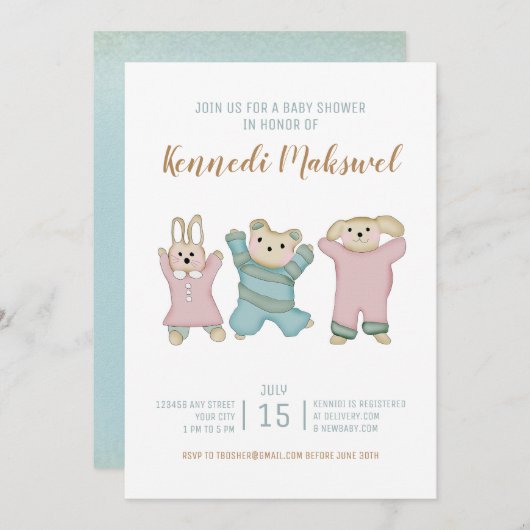 Kute dieren | BABY SHOWER Kaart (Voorkant / Achterkant)