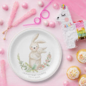 Kute dieren Bunny Personalized Pink Baby shower Papieren Bordje (Feest)