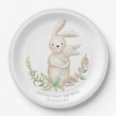Kute dieren Bunny Personalized Pink Baby shower Papieren Bordje (Voorkant)