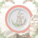 Kute dieren Bunny Personalized Pink Baby shower Papieren Bordje<br><div class="desc">Zachte pastel gekleurde bloemen en het zoete konijnenkonijn met baby bunny. Speciaal aangepast met naam en datum maakt dit extra speciaal. Overeenkomende producten beschikbaar. 100% klanttevredenheid met "Zazzle"</div>