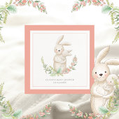 Kute dieren Bunny Personalized Pink Baby shower Servet