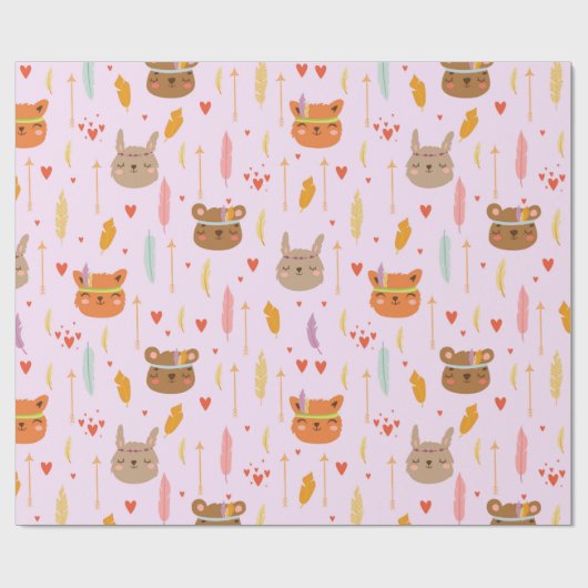 Kute dieren cadeaupapier (Vlak)