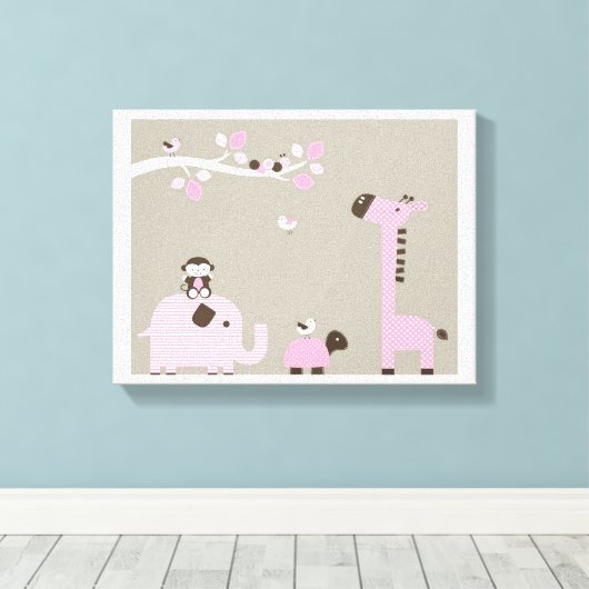 Kute dieren canvas afdruk (Insitu (Houten vloer))