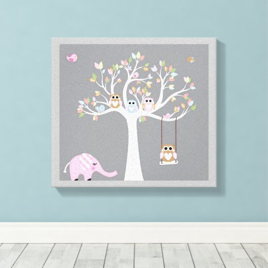 Kute dieren canvas afdruk (Insitu (Houten vloer))