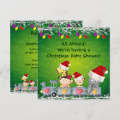 Kute dieren en meisje met kerstBaby shower Kaart (Voorkant / Achterkant)