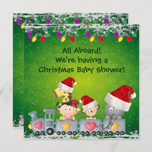 Kute dieren en meisje met kerstBaby shower Kaart (Voorkant / Achterkant)