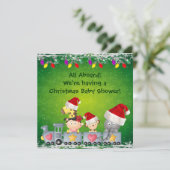 Kute dieren en meisje met kerstBaby shower Kaart (Staand voorkant)