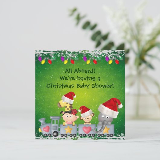 Kute dieren en meisje met kerstBaby shower Kaart (Staand voorkant)