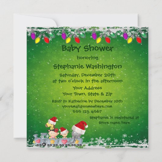 Kute dieren en meisje met kerstBaby shower Kaart (Achterkant)