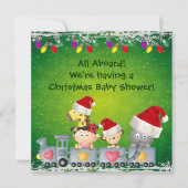 Kute dieren en meisje met kerstBaby shower Kaart (Voorkant)
