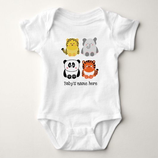 Kute dieren gepersonaliseerde baby lichaamskostuum romper (Voorkant)