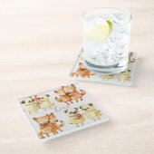 Kute dieren glazen onderzetter (Schuin)