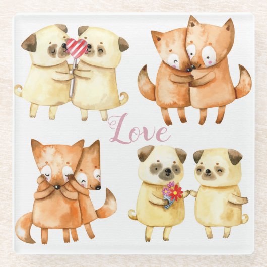 Kute dieren glazen onderzetter (Voorkant)