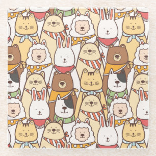 Kute dieren glazen onderzetter