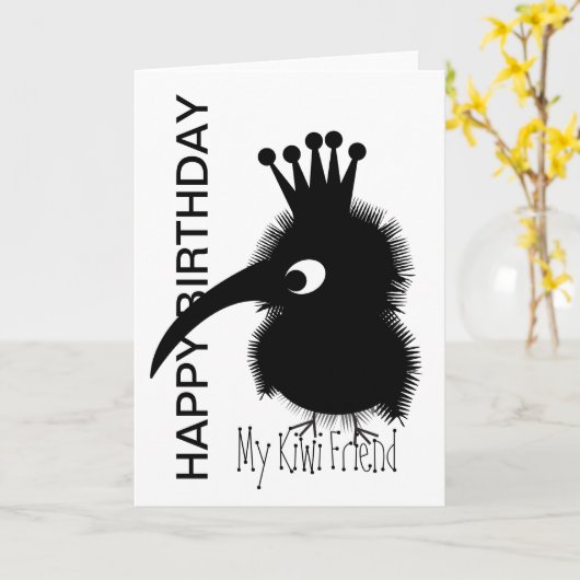 Kute dieren: Kiwi Kaart (Gele Bloem)