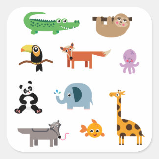 Kute dieren - Wilde dieren Vierkante Sticker