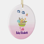 Kute dierentuin met een vlinderroze Baby Keramisch Ornament (Rechts)