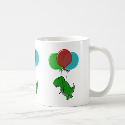 Kute dinosaur die vliegt met luchtballonnen koffiemok (Rechts)