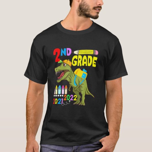 Kute Dinosaur Face Mask 2e graad terug naar School T-shirt (Voorkant)