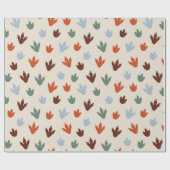 Kute Dinosaur Feet Birthday Party Wrapping Paper Cadeaupapier (Vlak)