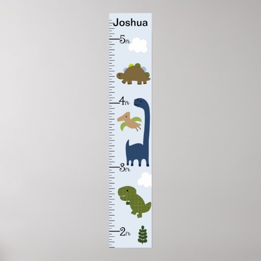 Kute Dinosaur Growth Chart Keep at 8x44! Poster (Voorkant)