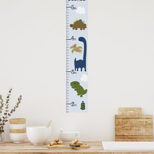 Kute Dinosaur Growth Chart Keep at 8x44! Poster (Keuken)