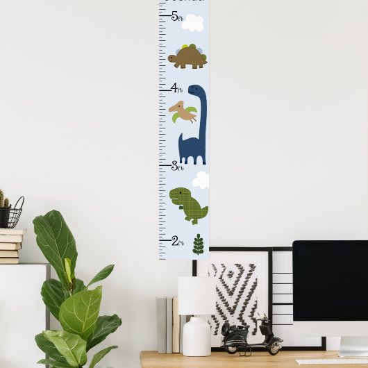Kute Dinosaur Growth Chart Keep at 8x44! Poster (Thuiskantoor)