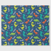 Kute Dinosaur Roar Wrapping Paper Cadeaupapier (Vlak)