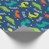 Kute Dinosaur Roar Wrapping Paper Cadeaupapier (Hoek)