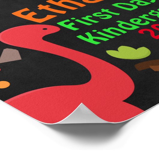 Kute dinosauriërs eerste dag van het schoolbord poster (Hoek)
