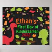 Kute dinosauriërs eerste dag van het schoolbord poster (Voorkant)