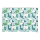 Kute dinosauruseieren, blauwe groene dinos kussensloop (Voorkant)